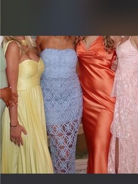 Light Blue Lace Midi Dress - spring formal